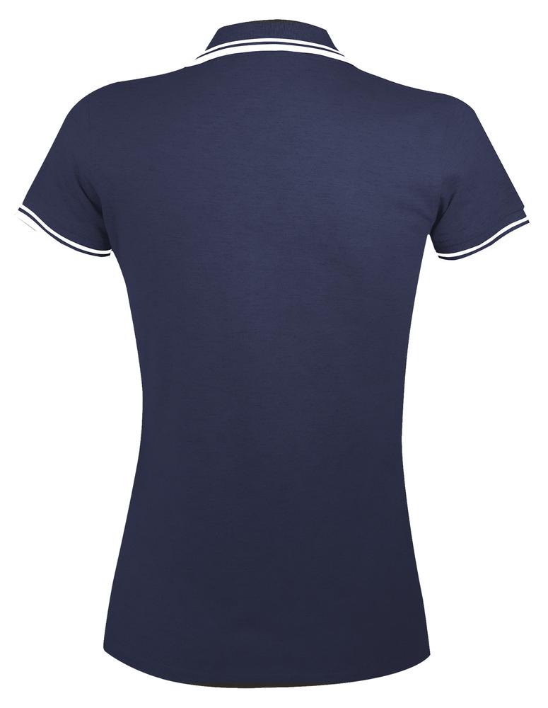 Рубашка поло женская Pasadena Women 200 с контрастной отделкой, темно-синяя с белым