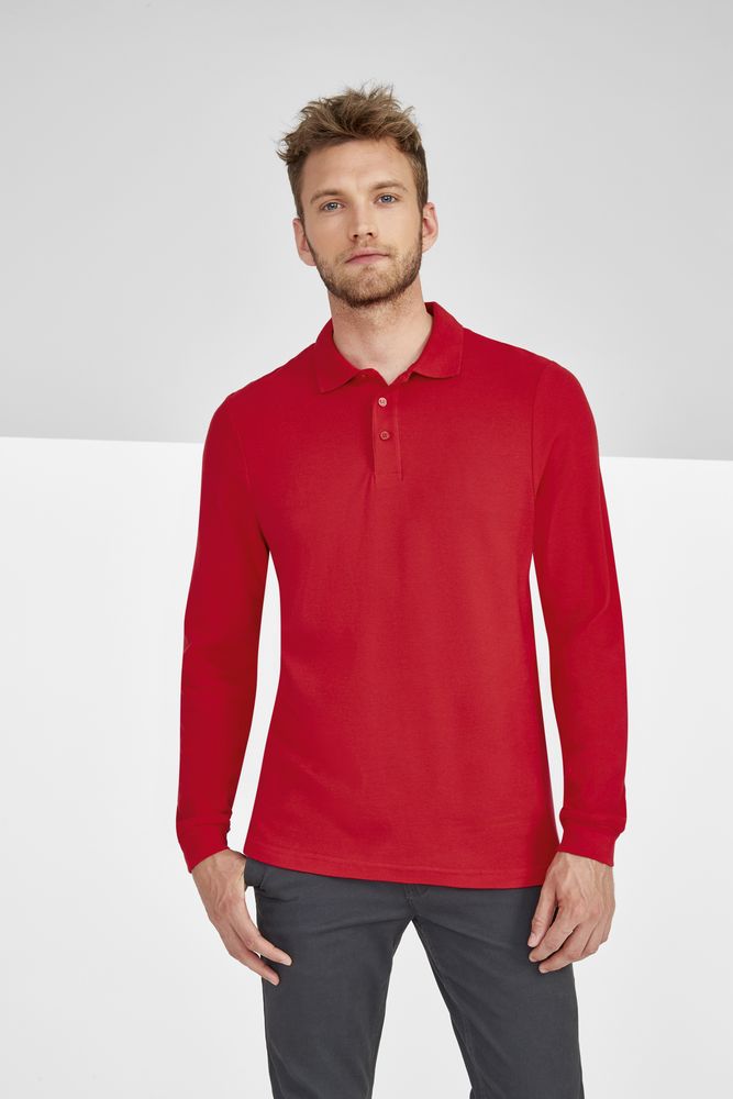 Рубашка поло мужская с длинным рукавом Winter II 210 бордовая
