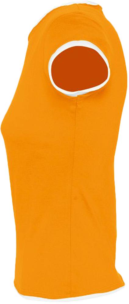 Футболка женская Moorea 170, оранжевая с белой отделкой