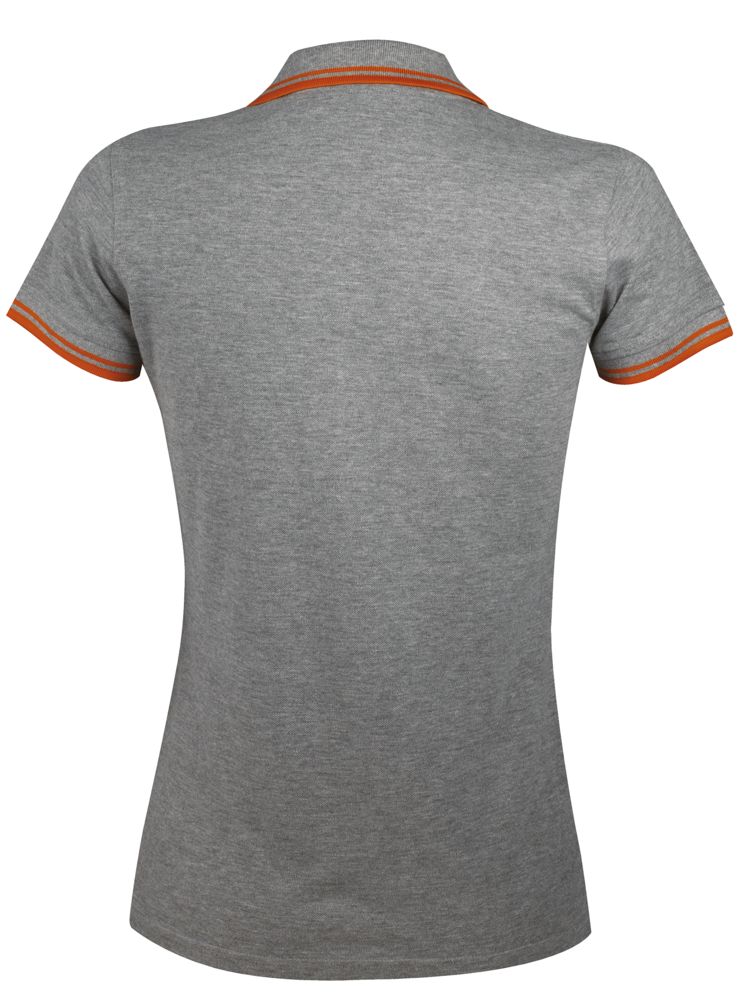 Рубашка поло женская Pasadena Women 200 с контрастной отделкой, серый меланж c оранжевым