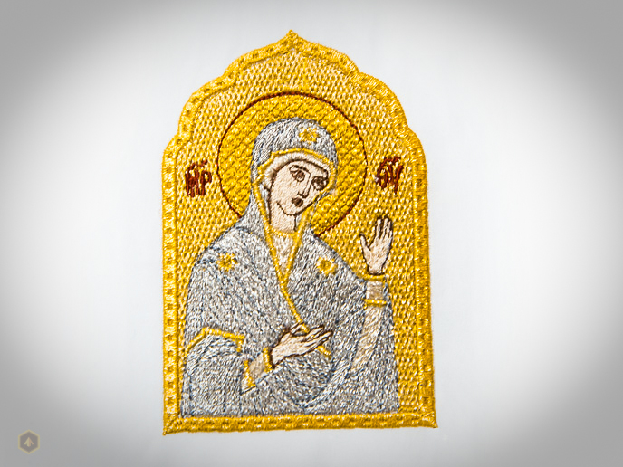 духовная вышивка- икона на митру - богородица металл- 2011 год