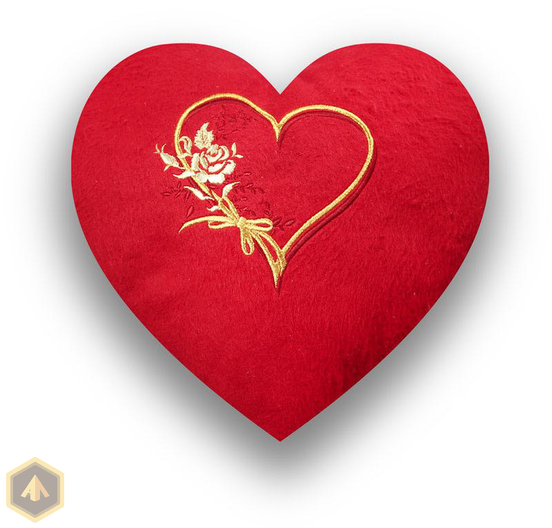 Мягкая игрушка сердце с вышивкой "Золотая роза"